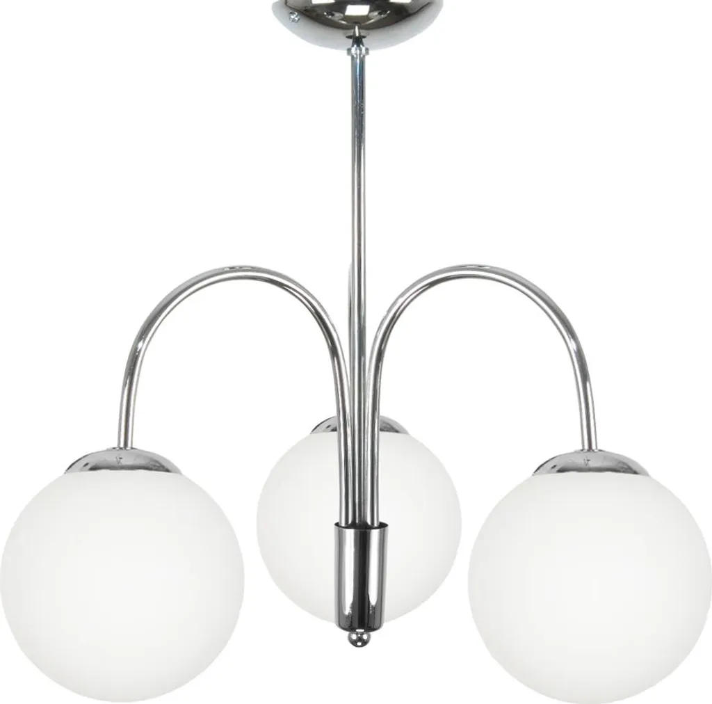 Plafonnier Suspension Moderne en Verre Blanc et Chrome pour Intérieur