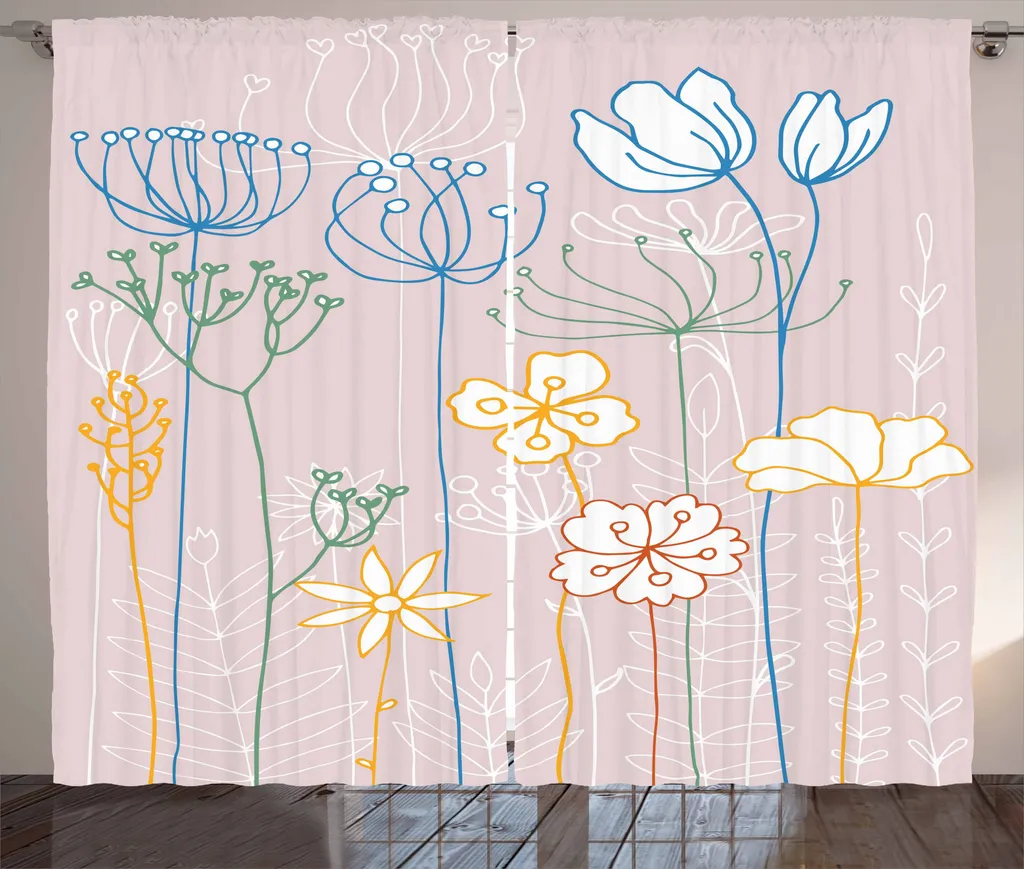Set 2 Tende ABAKUHAUS Fiori Rustici 280x175cm | Lavabili e Resistenti