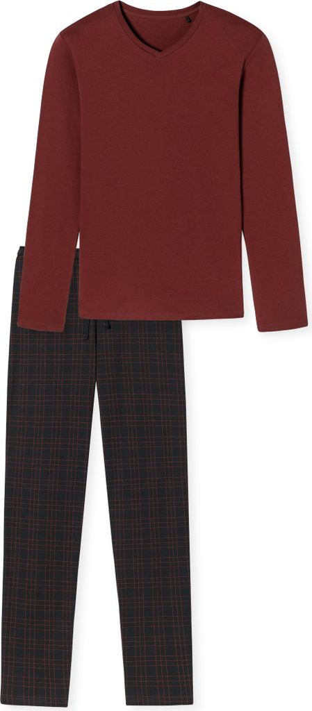 Schiesser Herren Langer Schlafanzug Pyjama Lang - 180271, Terracotta