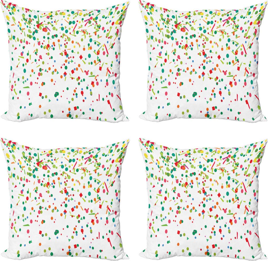 ABAKUHAUS Karneval Kissenbezug Set (4 Stück), Geometrische Formen, Moderner Doppelseitiger Digitaldruck, 40 cm x 40 cm, Mehrfarbig