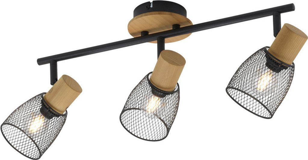 JUST LIGHT LED Deckenleuchte TAMIS Wand- oder Deckenmontage, Spotkopf dreh- schwenkbar, Kiefernholz Wohnzimmer, Schlafzimmer, Esszimmer, Arbeitszim...
