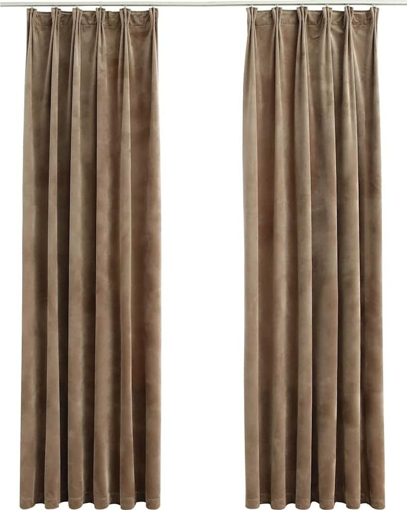 vidaXL Verdunkelungsvorhänge mit Haken 2 Stk. Samt Beige 140x225 cm