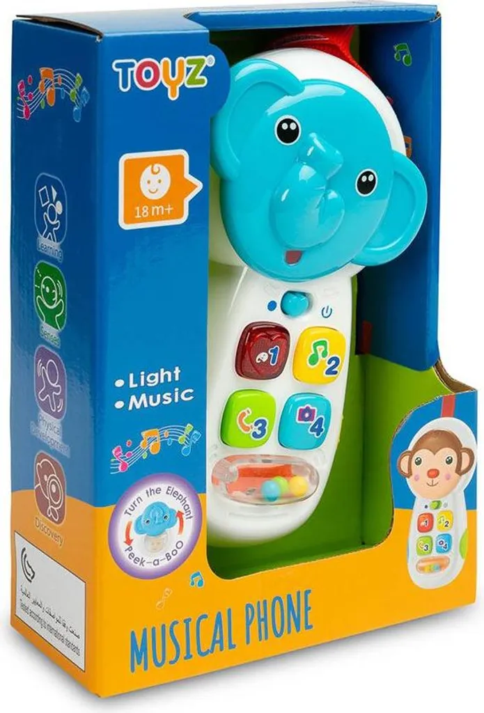 Téléphone éléphant TOYZ interactif avec lumières et sons d'éveil - 4