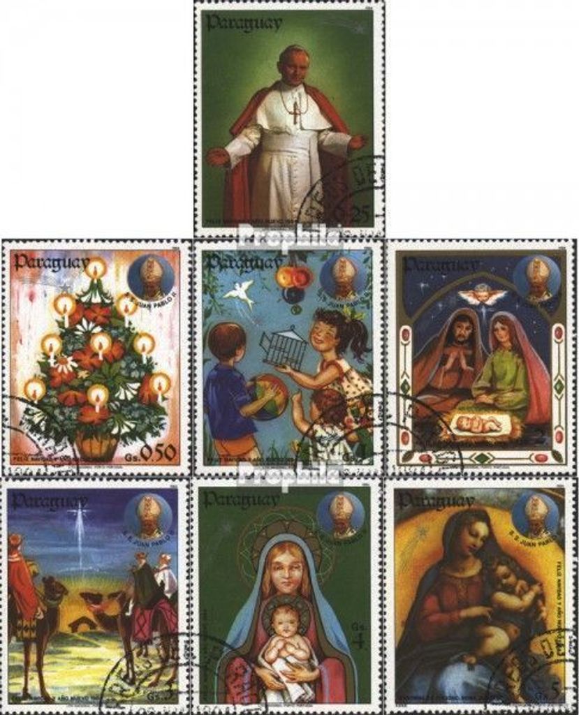 Briefmarken Paraguay 1984 Mi 3726-3732 (kompl.Ausg.) gestempelt Weihnachten 1983