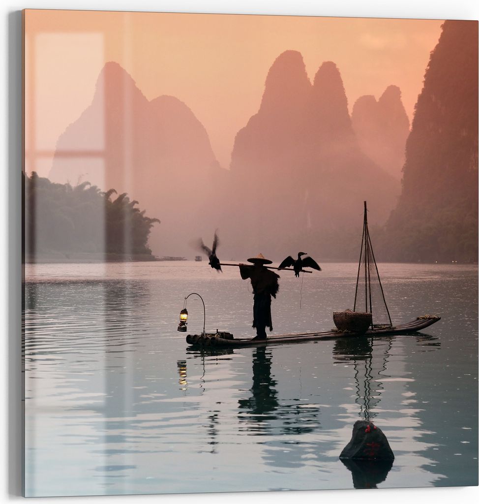 DEQORI Magnettafel Glas 30x30 cm 'Fluss der Stille' beschreibbar Whiteboard Pinnwand Küche