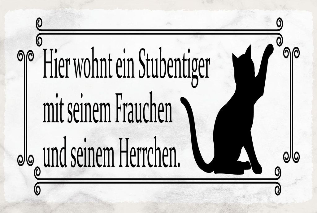 vianmo Blechschild 12x18 cm Katze hier wohnt ein Stubentiger