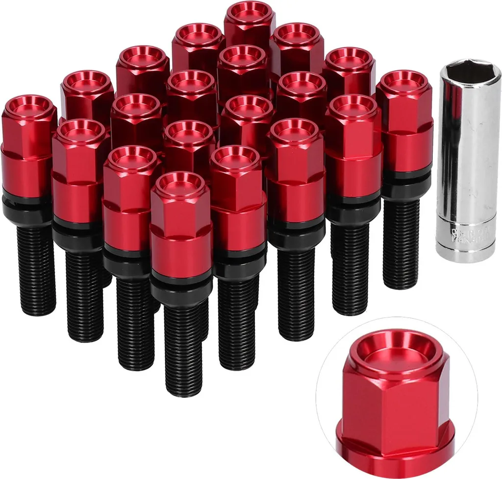 Kit de Modification Roue M14 x 1,5 Vis à Oreilles 42mm Rouge 21 Pièces - 4