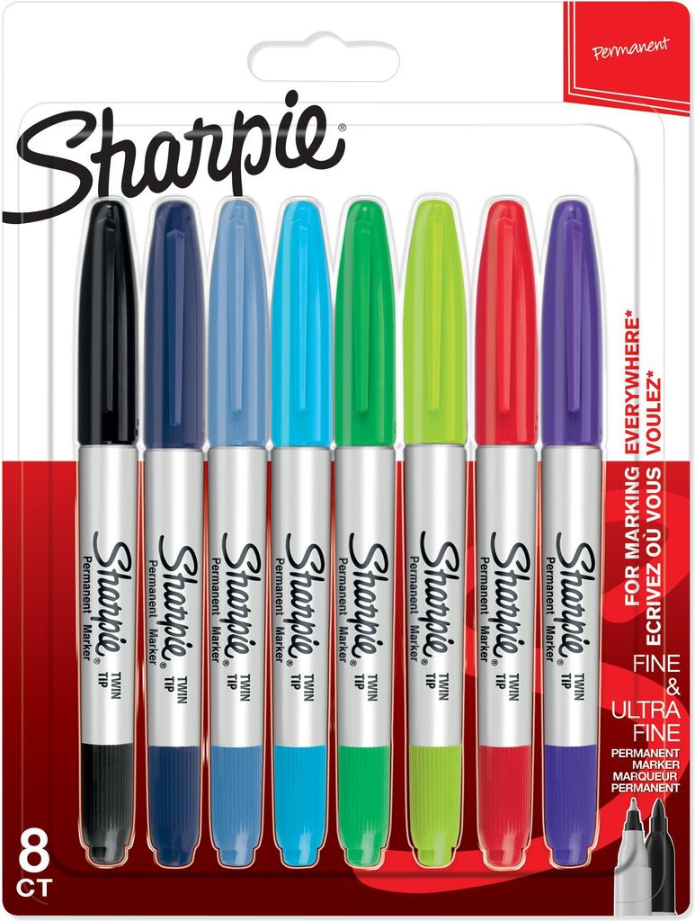 Sharpie Doppelseitiger Permanent Marker | Marker Stifte mit Doppelspitze (Fein & ultrafein) | gemischte Farben | 8 Stück