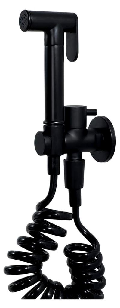 Schwarzes Badezimmer-Waschraum-Set mit einzelnem kaltem Wasser, Hochdruck-Stoffwindel-Sprühset, an der Wand montiertes Einhand-Bidet-Sprühgerät