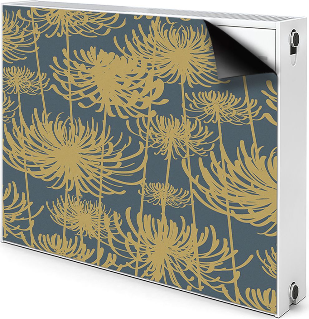 Magnet Heizkörperabdeckung Heizkörperverkleidung Verkleidung Abdeckung 110x60 cm - Blumen, golden