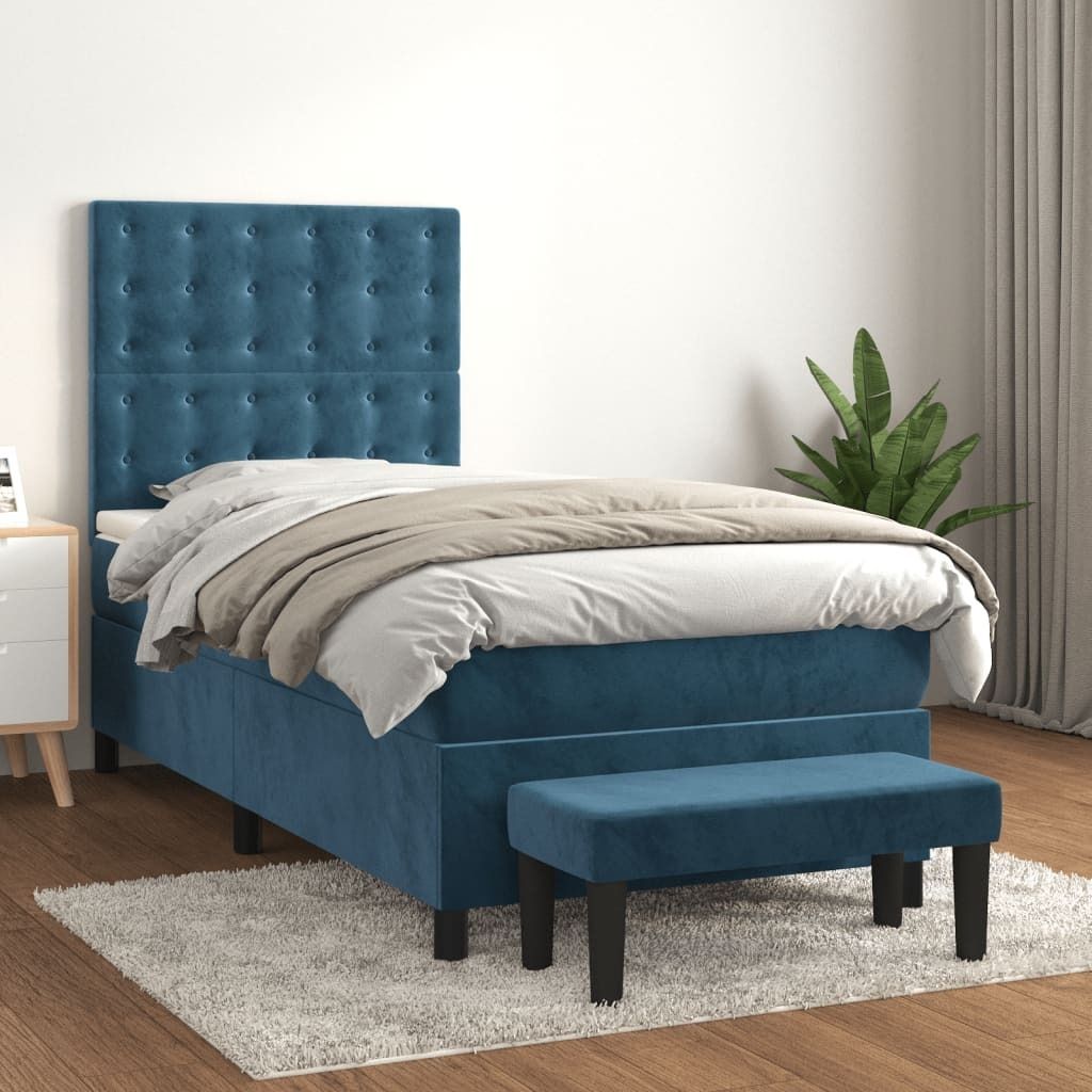 Maison Exclusive - Boxspringbett mit Matratze Dunkelblau 90x190 cm Samt