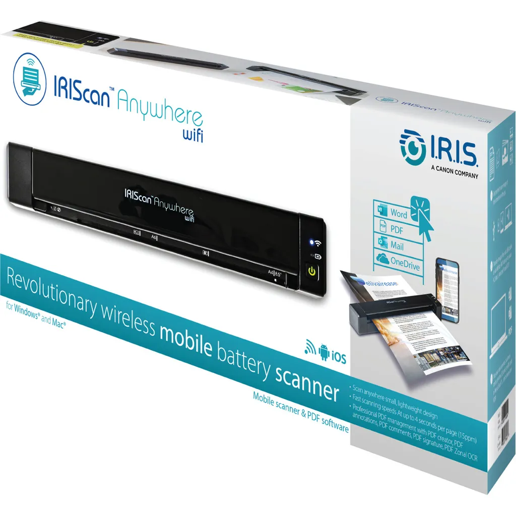 Scanner IRIScan Anywhere 6 Wifi Simplex 15 ppm avec Batterie Rechargeable - 8