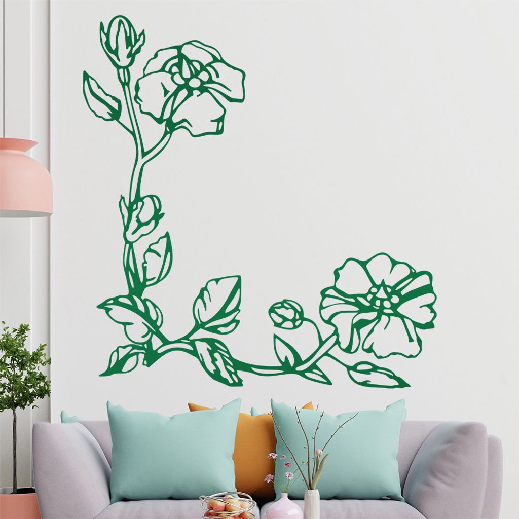 Blumen - Ranken Wandtattoo in 6 Größen - Wandaufkleber Wall Sticker - Dekoration, Küche, Wohnzimmer, Schlafzimmer, Badezimmer