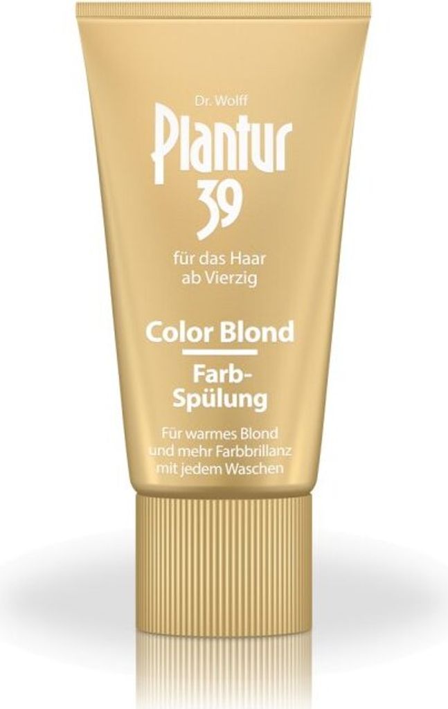 A product shot of a golden tube of hair conditioner.