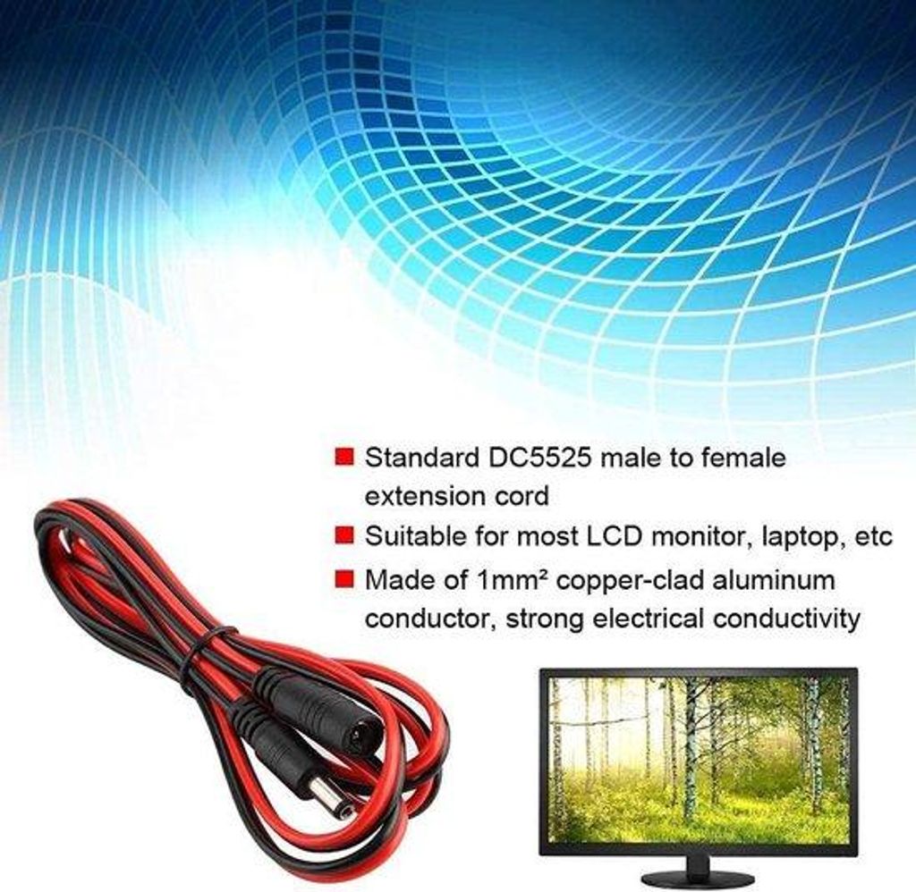 Verlängerkabel 150cm DC5521 Buchse auf Stecker für LCD-Monitore Laptops