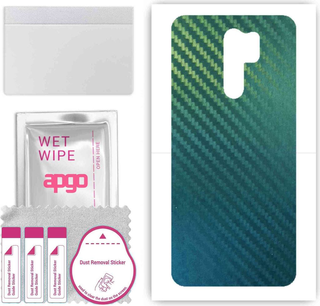 apgo Rückseite Schutzfolie, Skin, kompatibel mit Xiaomi Redmi 9, Hinten Displayschutzfolie aus Vinylfolie, kratzfest, einfache Montage - Kohlensto...