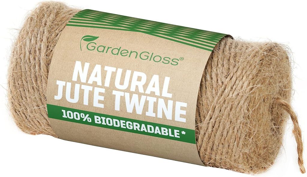 GardenGloss Juteschnur aus Naturfaser - 100% Biologisch Abbaubar - Zweifädige Schnur für Garten, Basteln, DIY (100m Länge, 1mm Stärke)