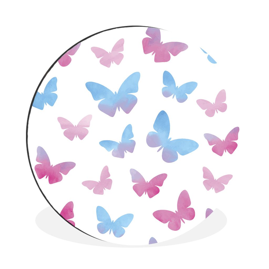 MuchoWow Aluminium Wandkreis Schmetterling - Farbe - Kunst Ø 30 cm Wanddeko Modern Wohnzimmer - Wand Bild - Wohnzimmer - Runde Bilder - Alubilde...