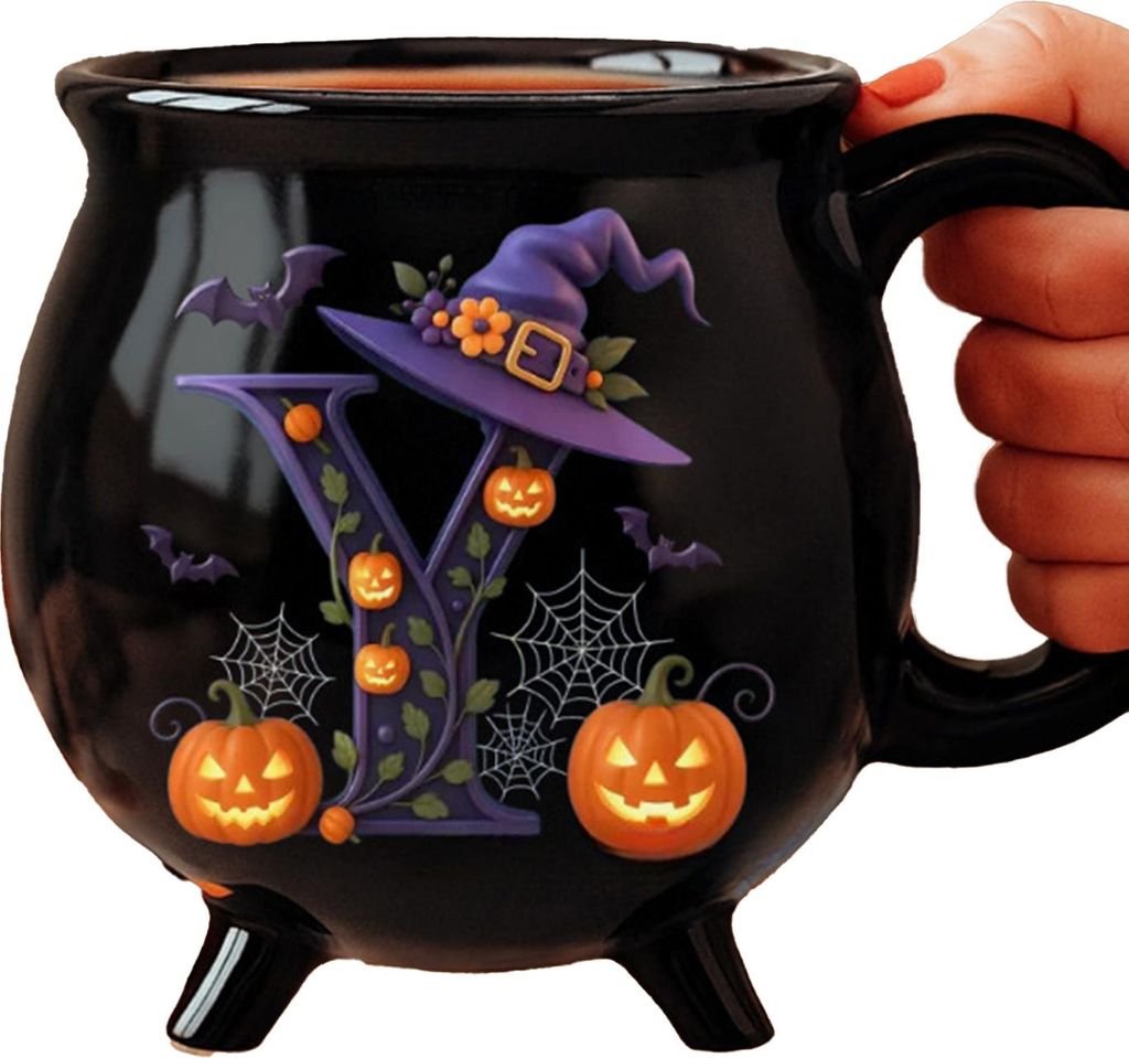 350 ml Hexenkessel-Becher, personalisierter Halloween-Kaffeebecher aus Keramik, Hexenbräu-Teetasse, Halloween-Geburtstagsgeschenk für Frauen, bes...