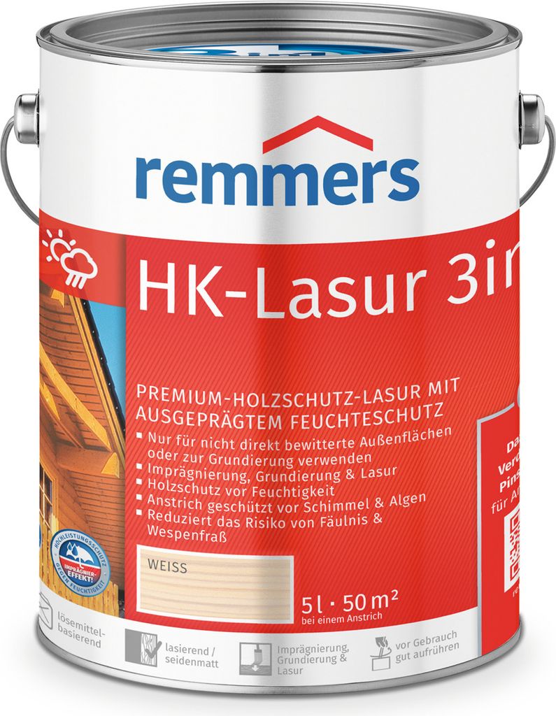 Remmers HK-Lasur 3in1 weiß (RC-990) 5 l, Holzlasur aussen Produktbild 