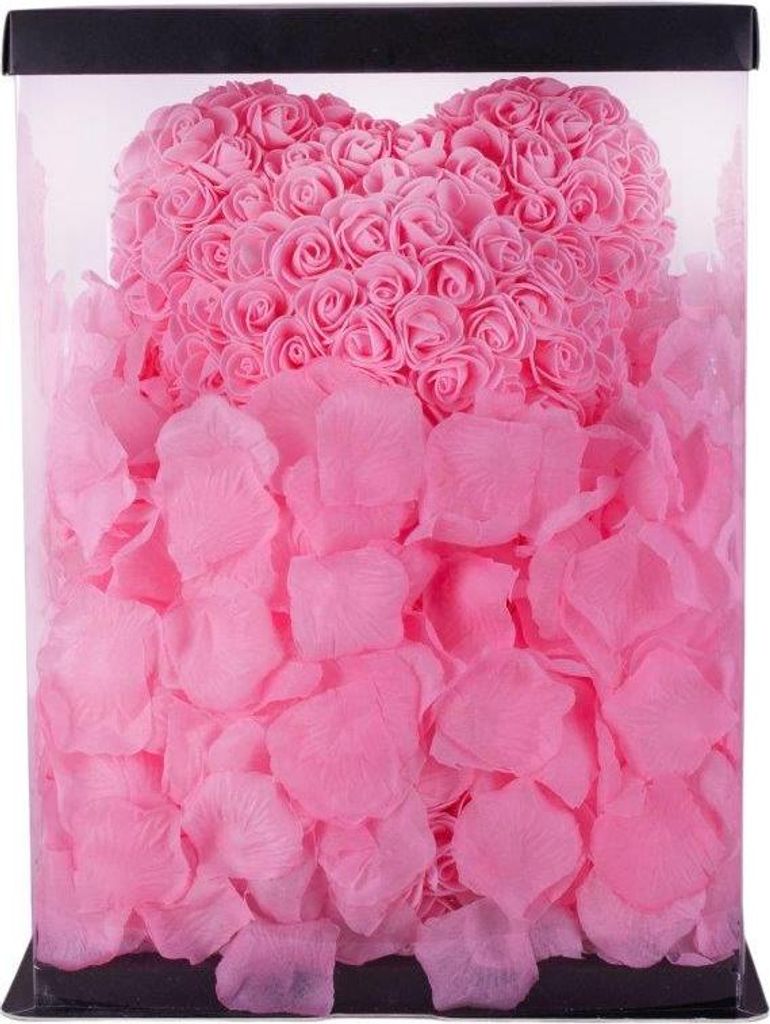 ROSENBÄR 40cm rosa Herz rot+VERPACKUNG