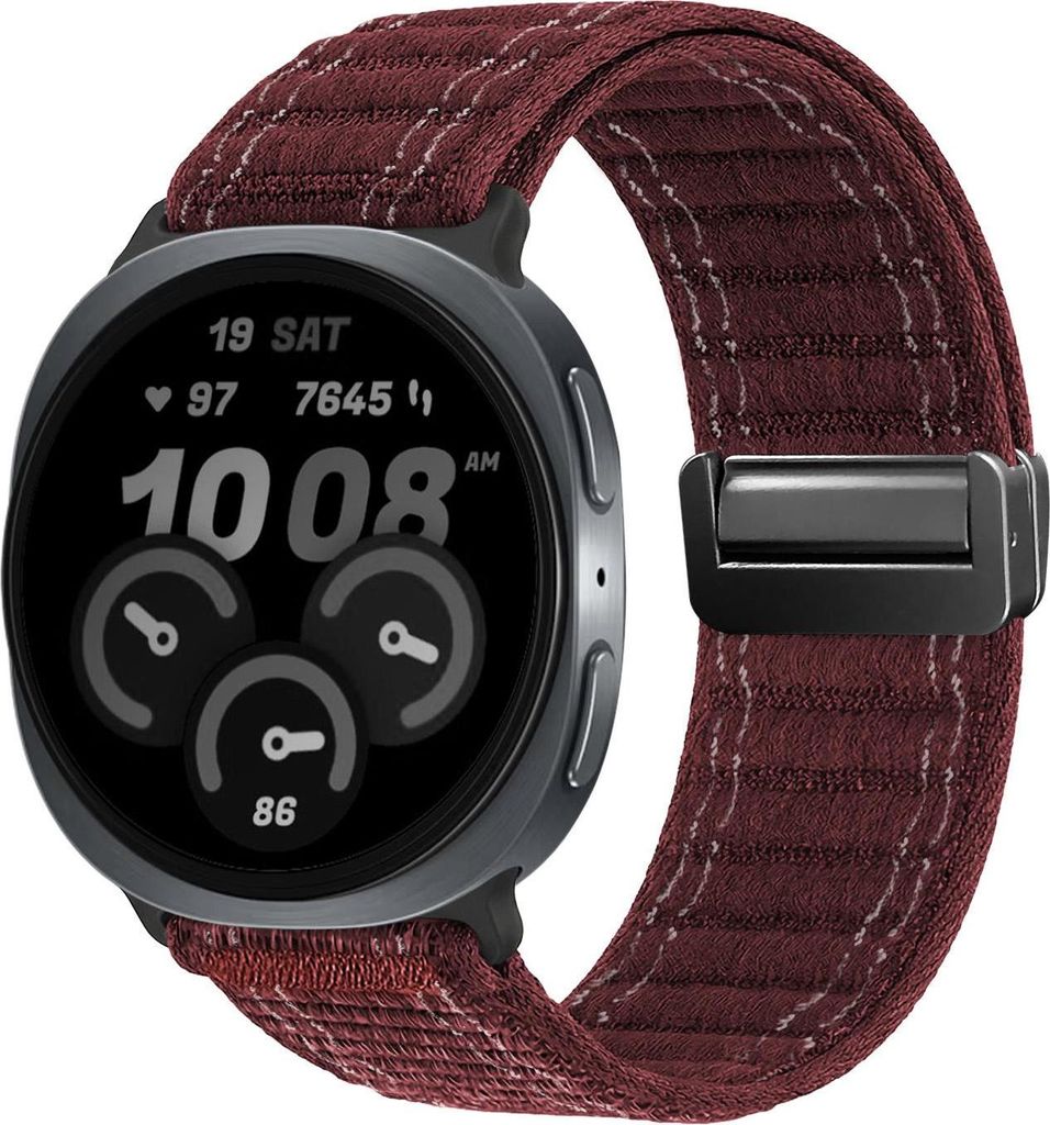 Smartwatch Armband für Samsung Galaxy Watch8 40mm Nylon Textil Band Ersatzband Wechselband Magnetverschluss flexibel atmungsaktiv Rot Weinrot