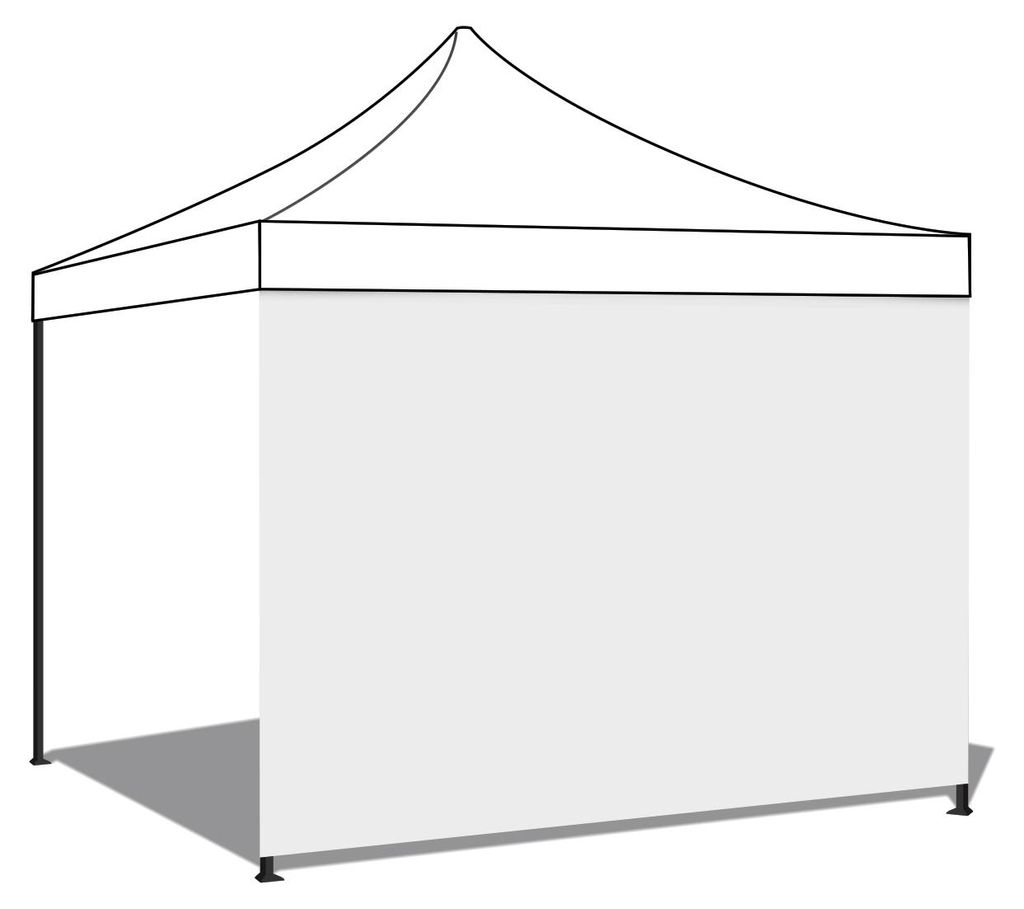 Seitentuch før Gartenpavillons. Ersatztuch aus PVC mit Klettverschluss. Farbe Weiø 300X200H cm