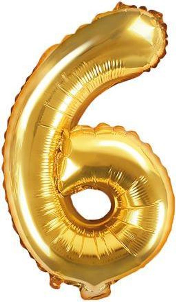 Folienballon Zahl "6" 35cm gold Metall 1 Stk.