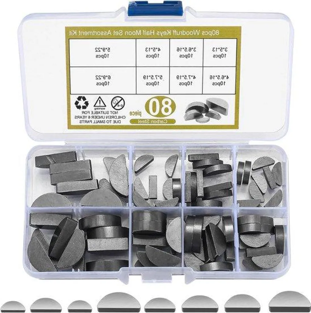 Goupilles demi-lune 3-6mm Premium en acier renforcé pour moteur, 80 pcs