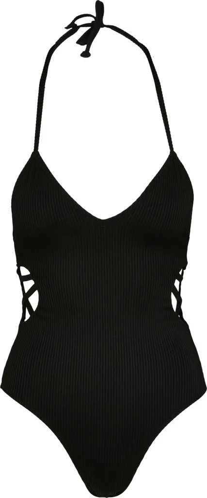 Maillot de Bain Noir Côtelé Taille S Gainant et Opaque Urban Classics