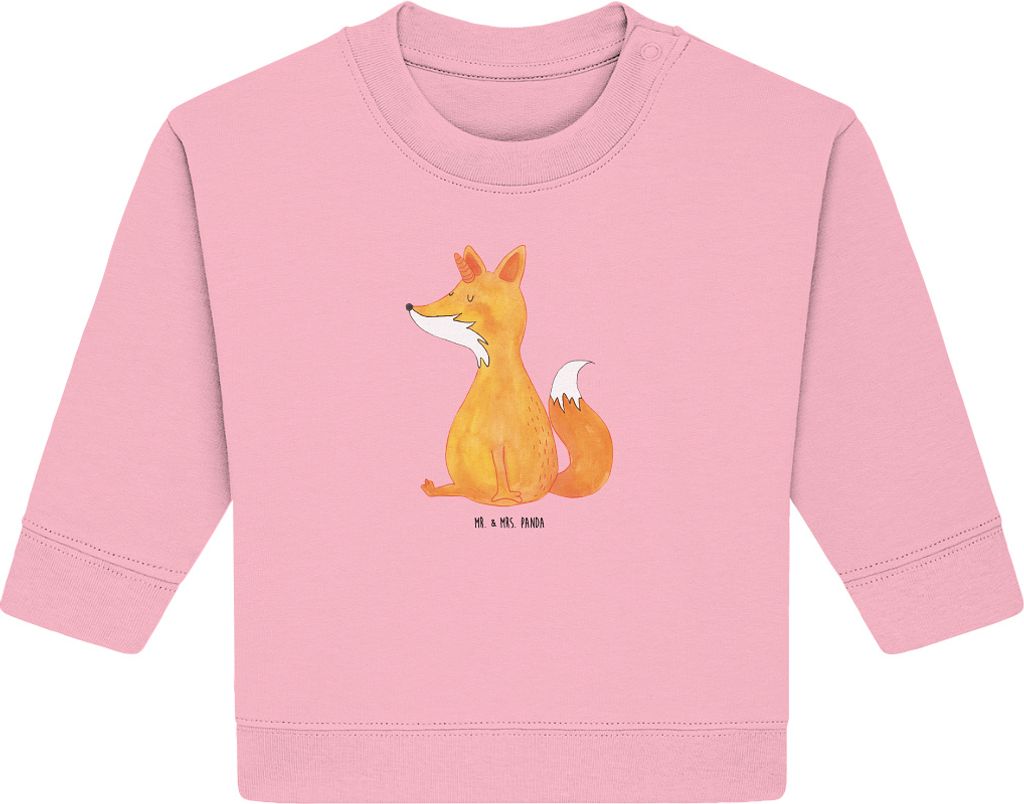 Mr. & Mrs. Panda Organic Baby Pullover Einhorn Fuchs 12. - 18. Monat - Baumwolle Pink - Geschenk, Füchse, Einhörner, Unicorns, Bullover, Unicorn,...