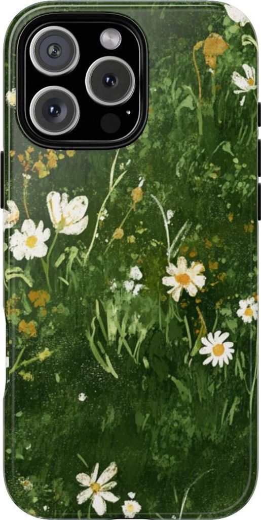 Grüne Wiese mit weißen Blumen – Hülle Kompatibel mit iPhone 16 Pro Max