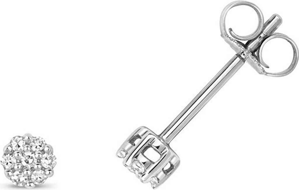 9 Karat (375) Weißgold Damen - Diamant Paar Ohrstecker Brillant-Schliff 0.07 Karat GH - SI; TRS313709KW