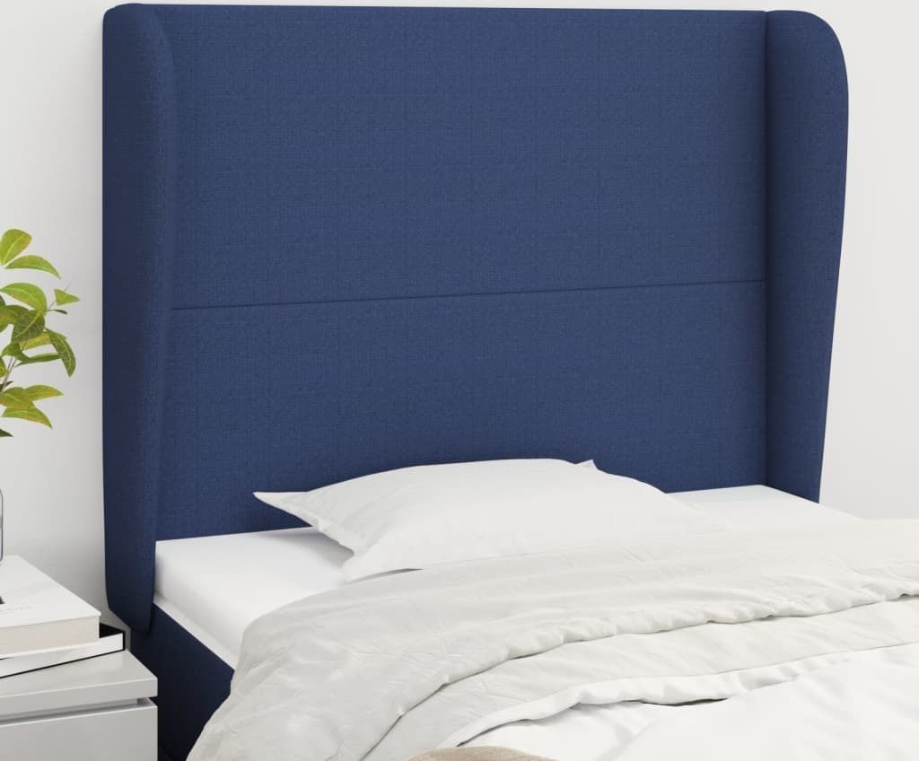 vidaXL Kopfteil mit Ohren Blau 93x23x118/128 cm Stoff - Kopfteil - Kopfteile - Bett-Kopfteil - Bettkopfteil