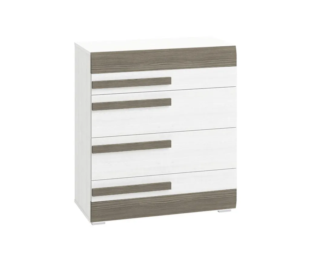 Commode à tiroirs ILKO en bois de pin blanc et gris style moderne