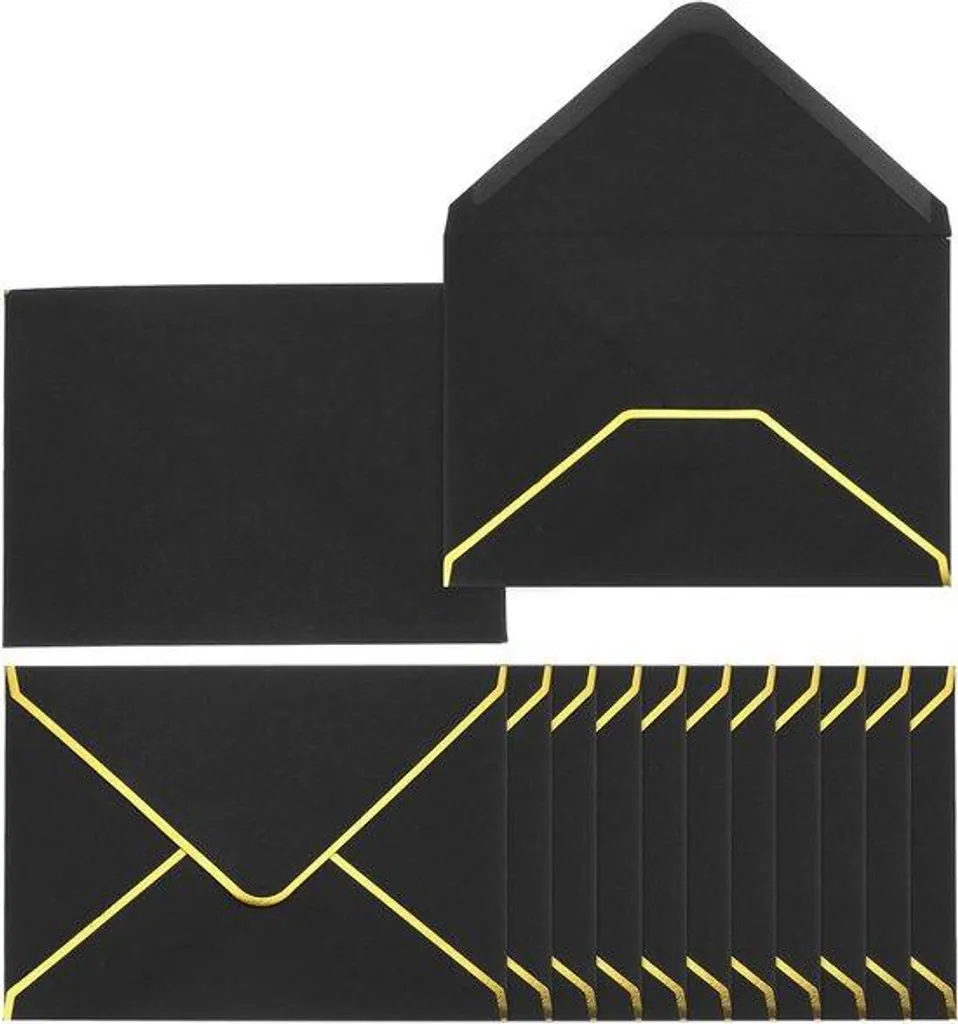 Enveloppes pour Fêtes et Mariages - Lot de 30 Noires Bord Or A7
