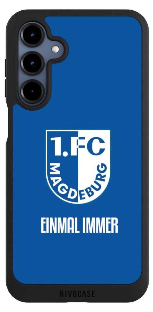 NIVOCASE Handyhülle für Samsung Galaxy A16 5G Hülle NIVOpure Case Schwarz Offizielles Lizenzprodukt Wappen 1. FC Magdeburg
