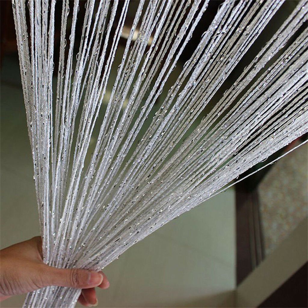 Perlen Flash Quaste Shiny String Vorhang Tür Raum Fenster Divider Wohnheimdekoration-Weiß