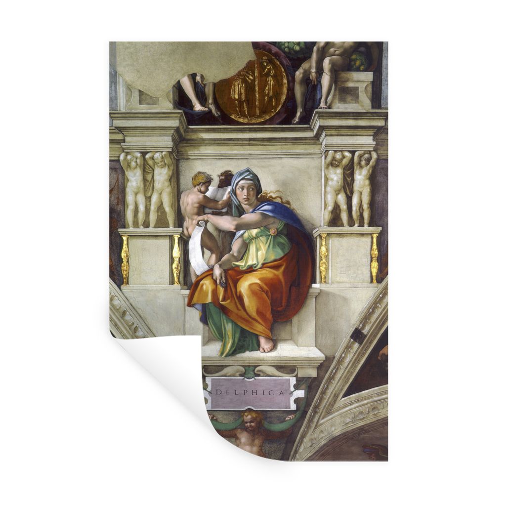 MuchoWow Wandtattoo Wandsticker Wandaufkleber Das Orakel von Delphi - Michelangelo 80x120 cm Selbstklebend und Repositionierbar - Repositionierba...