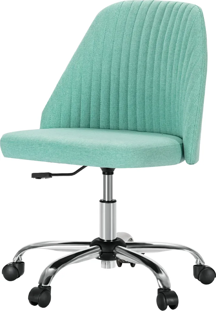 Chaise de Bureau Sweiko Idéale Petit Espace en Tissu Vert et sans Bras