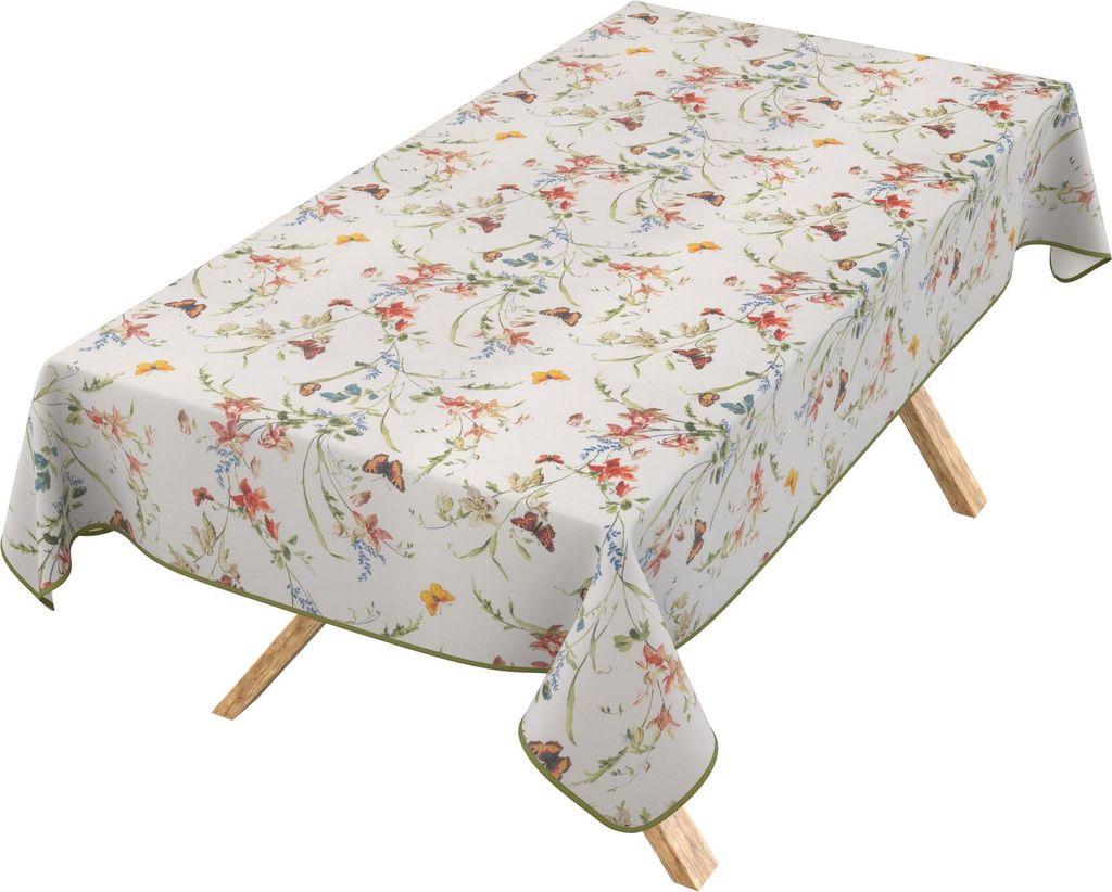 Tischdecke 3.0 Ruhig Schmetterling Garten Orange 200x140cm Band Wachstuch abwaschbar
