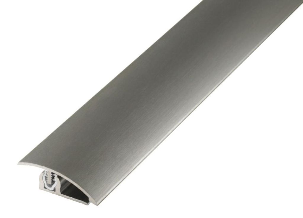 PROLINE Edelstahl, 2500mm, BODENPROFIL Universal, Aluminium eloxiert, gebürstet, Abschlussleiste, Übergangsprofil, Bodenausgleich, Laminat, Flies...