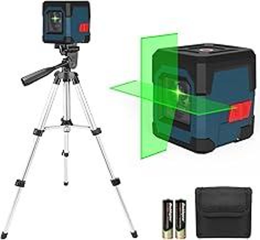 Laser Wasserwaage mit Stativ, RockSeed Kreuzlinienlaser mit Selbstnivellierung, Vertikale und Horizontale Linie, 360 Grad Drehbar, Tragetasche, Bat...