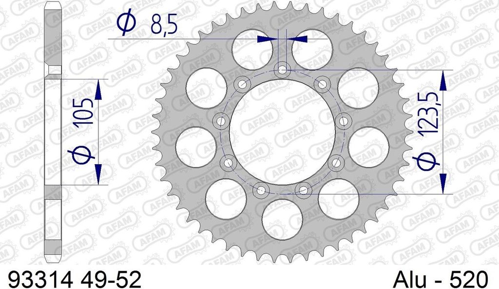 AFAM Aluminiumritzel hinten 93314 - 520