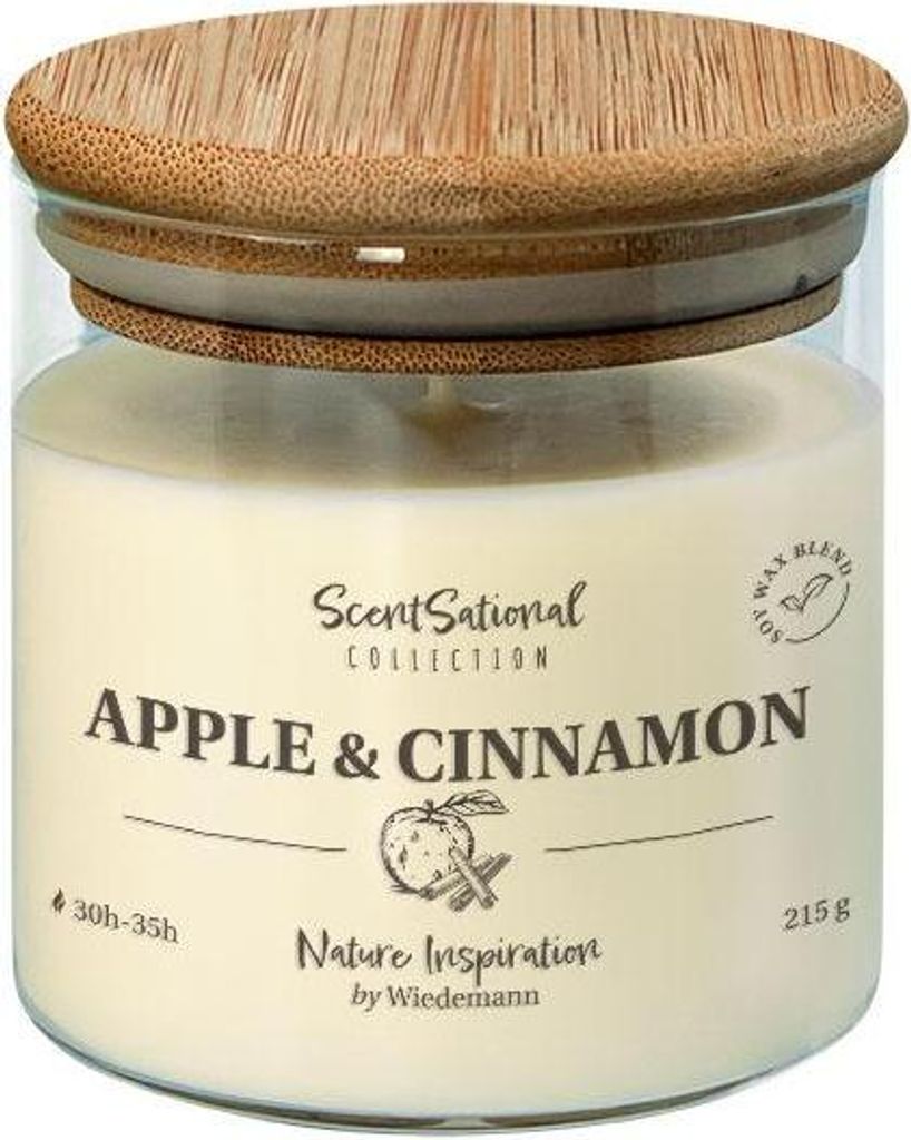 INNA-GLAS Kerze mit Duft FERDINANDINE im Glas, Apple&Cinnamon, elfenbein, 8cm, Ø8cm, 30h - Germany - Duftkerze aus Sojawachsmischung