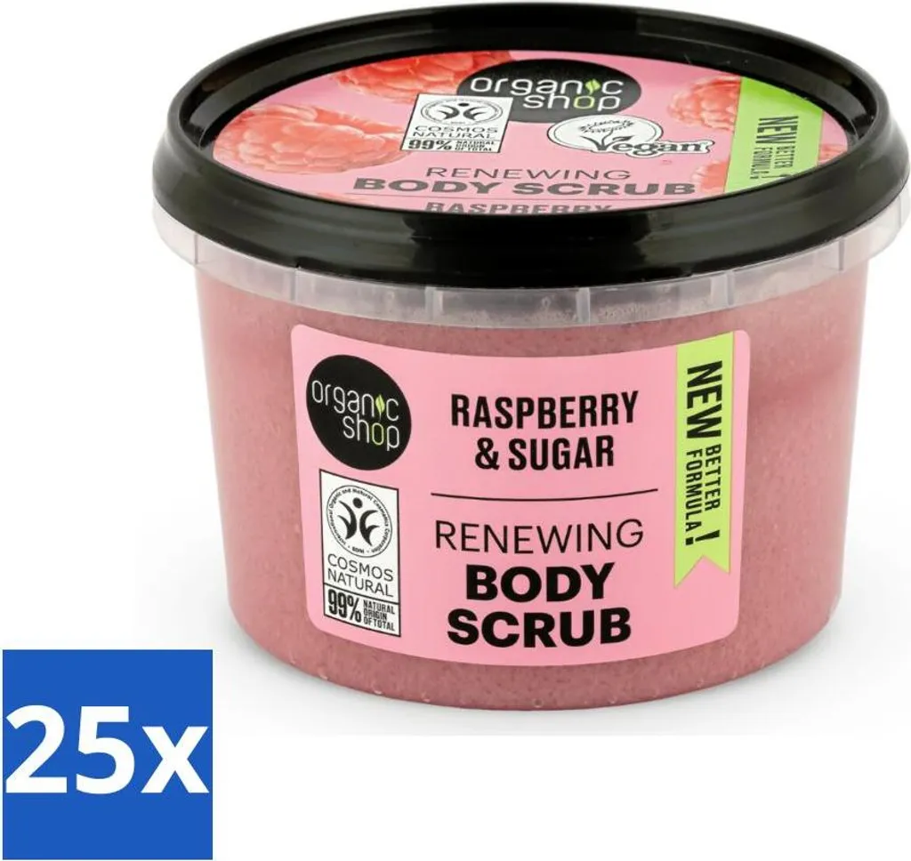 Ingrosso Scrub Corpo Organic Shop Lampone 250ml - Lotto 25 Unità