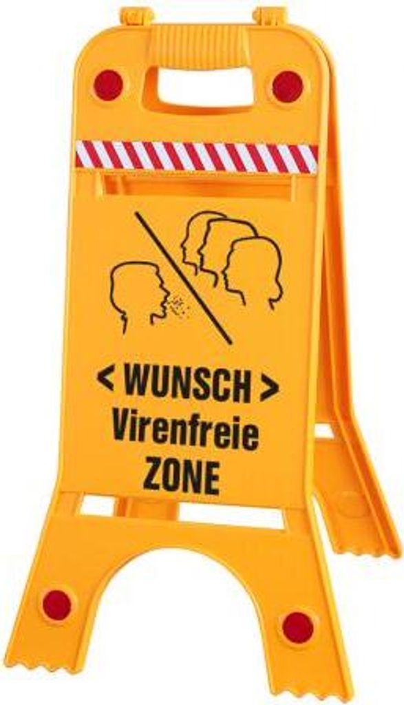 Warnaufsteller - Virenfreie ZONE - 308648/1 - Gr. 28 cm x 66 cm - Warnschild Aufsteller