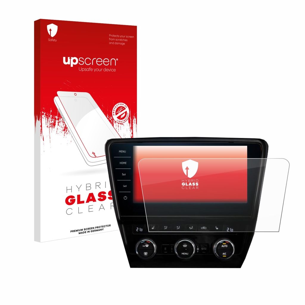 upscreen Schutzglas für Skoda Octavia RS 245 2019 Infotainment System 9.2" Schutzfolie Panzer Folie Glas Display Schutz klar