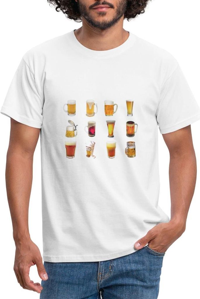 Spreadshirt Bier Gläser Design Männer T-Shirt, M, Weiß