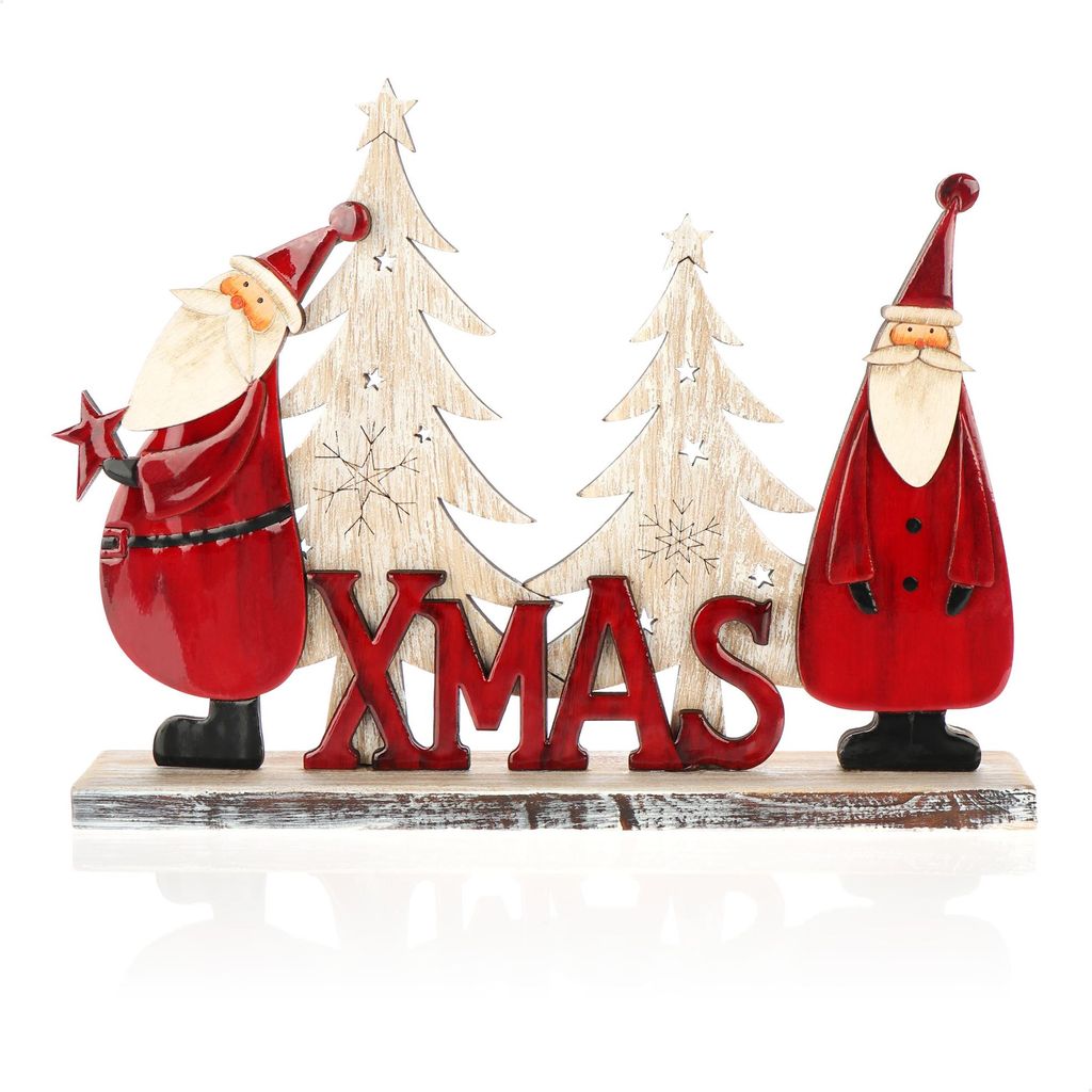 COM-FOUR Dekorativer Aufsteller für Weihnachten - Weihnachtsmann aus Holz lackiert - Premium Weihnachtsdekoration zum Hinstellen